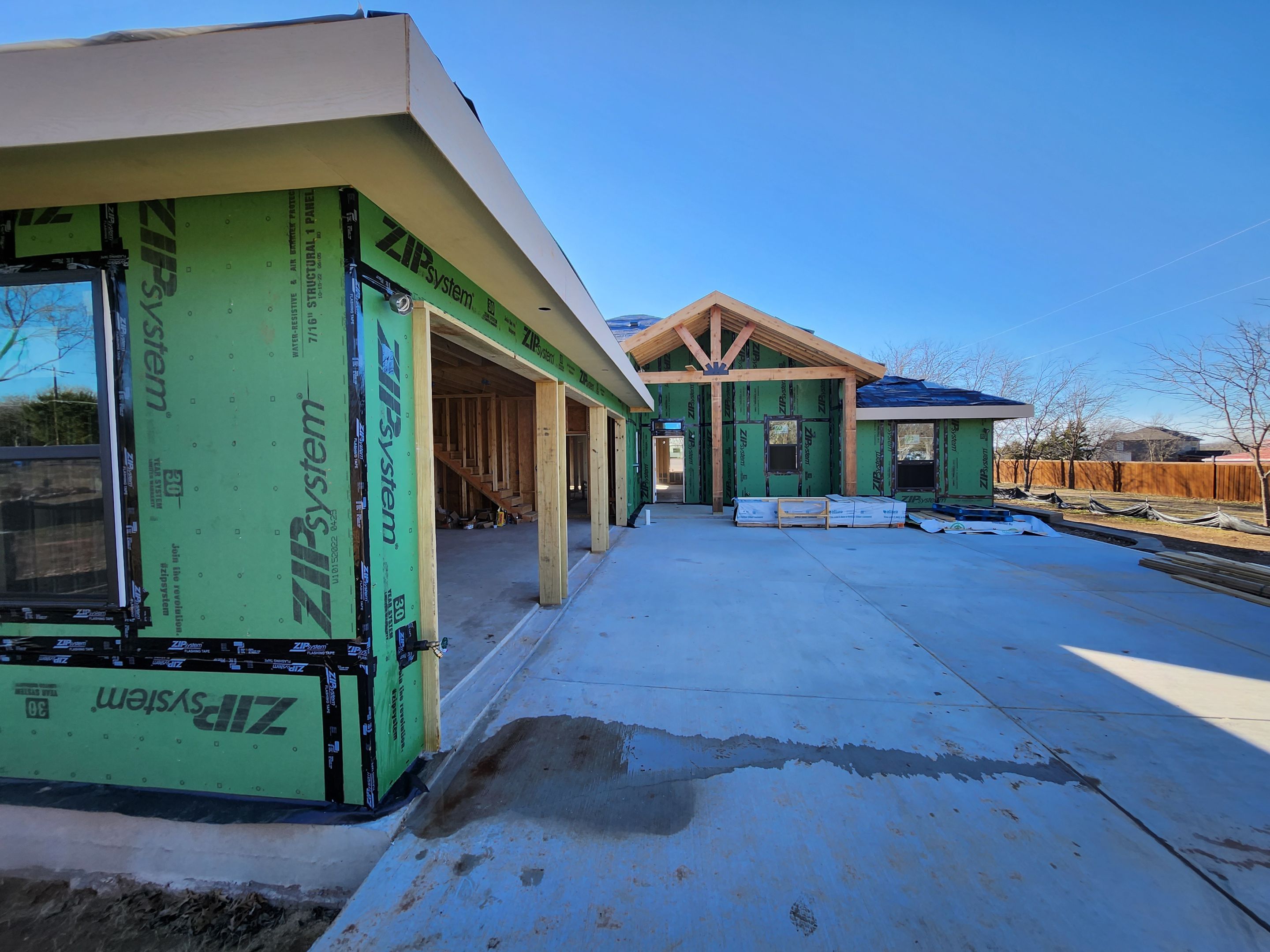 Structure framed and sheathed ahead of dry-in — Nova Luxe Construction, Dallas–Fort Worth